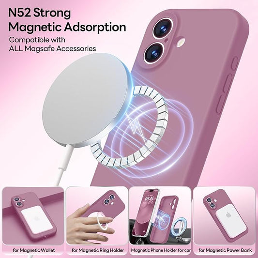 LOVE 3000 Designed for iPhone 17 Case, Premium Silicone [Compatible with Magsafe][Soft Anti-Scratch Microfiber Lining] Shockproof Protective Phone Case for Men Women 6.3", Lavender Purple