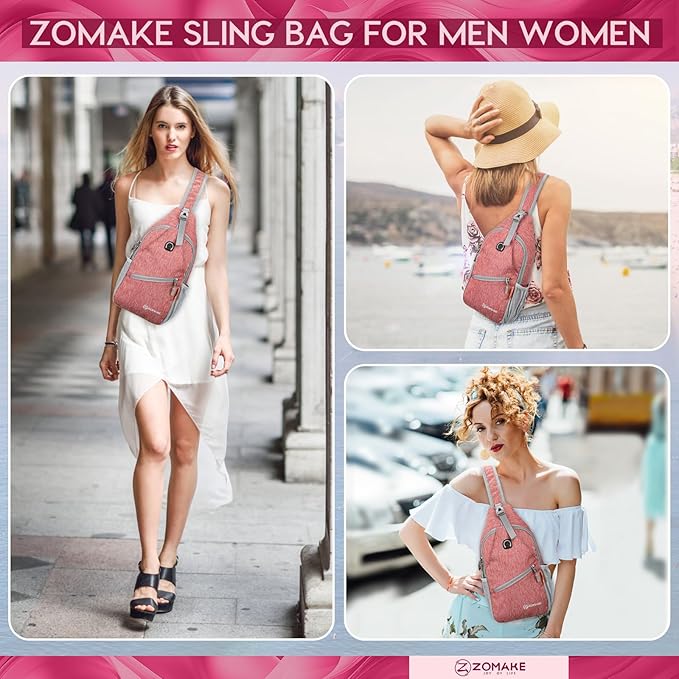 ZOMAKE Sling Bag,Small Crossbody Sling Backpack,Water Resistant Shoulder Daypack for Travel,Anti Thief Chest Bag for Hiking(Orange)