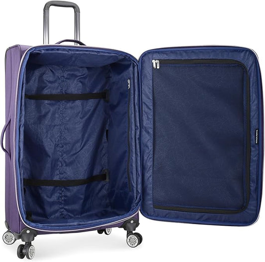 Traveler's Choice Lares Softside Expandable Luggage with Spinner Wheels, Purple, Checked 30-Inch