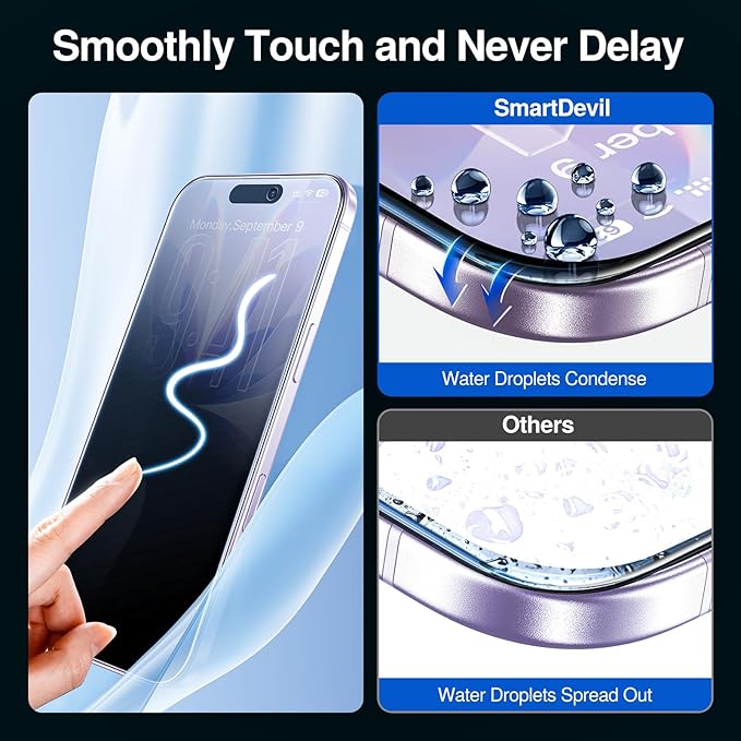 SMARTDEVIL 2+2Pack for iPhone 17 Privacy Screen Protector with Camera Lens Protector,Shatterproof Tempered Glass [True 28°Anti Spy] [9H Hardness] [Automatic Dust-Elimination Install] [Bubble Free]