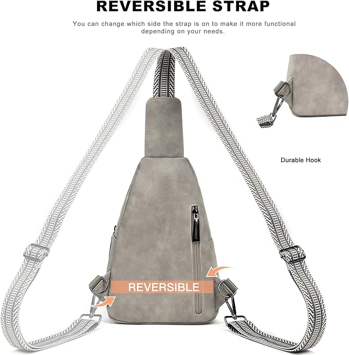 Sling Bag for Women Crossbody Purse Leather Crossbody Bag Fanny Pack Chest Pack for Travel Everyday Vacation