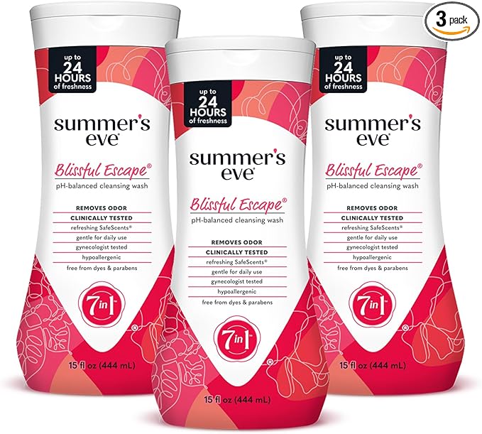 Summer's Eve Blissful Escape Daily Refreshing All Over Feminine Body Wash, Removes Odor, Feminine Wash pH Balanced, 15 Fl Oz (Pack of 3)
