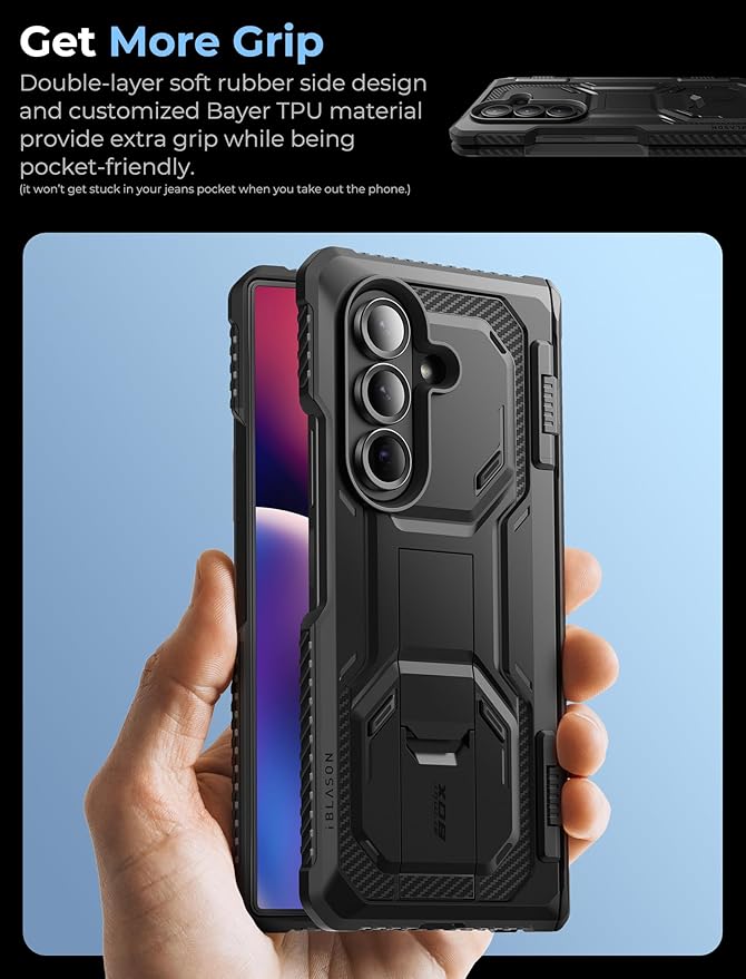 i-Blason Armorbox for Samsung Galaxy Z Fold 7 Case with Stand [Tempered Glass Screen Protector] [Hinge Protection] Full-Body Heavy Duty Rugged Shockproof Protective Case for Z Fold 7 (Black)