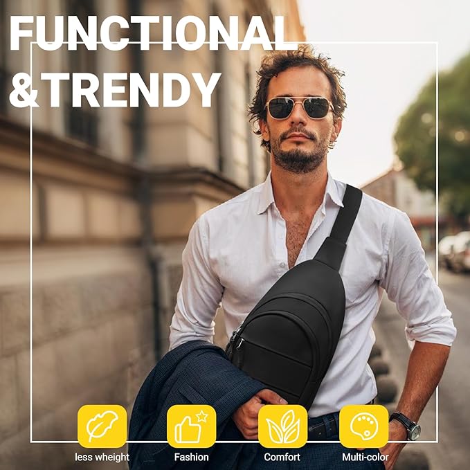 Crossbody Bags for Women, Sling Bag for Men, Small Hiking Backpack Anti Theft Lightweight for Outdoors Travel (M, Black)