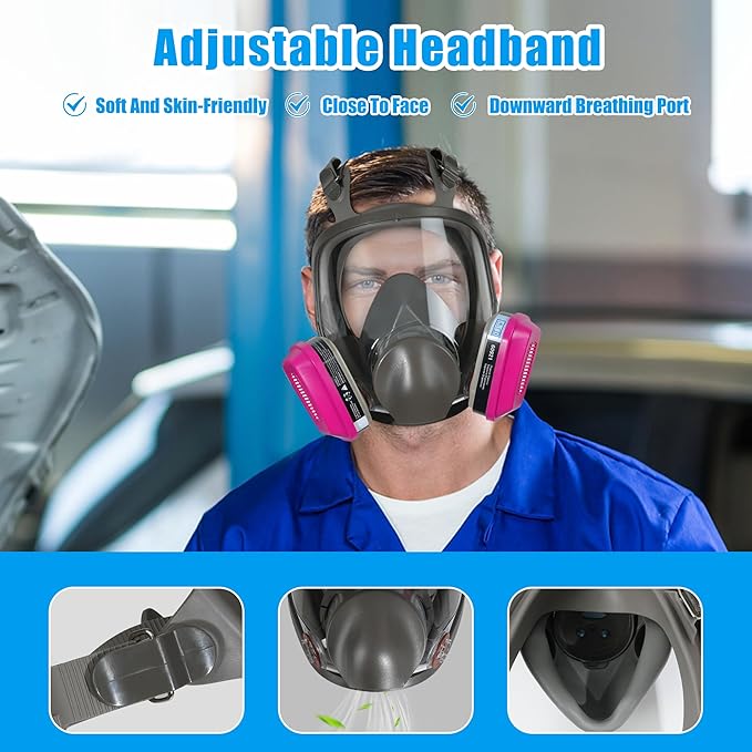 Full Face Respirator Mask 2 Sets with 60921 Filter - for Protection Against Gases Dust Organic Vapors Spray Sanding welding 6800