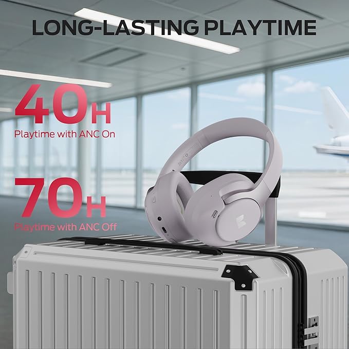 Monster Persona 5th ANC-Wireless Bluetooth Over-Ear Headphones with Microphone, 70H Playtime, Bluetooth 6.0, Comfortable and Foldable Design (Purple)