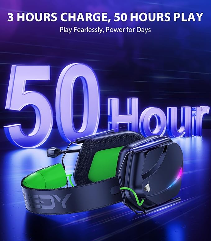 HW12 Wireless Gaming Headset with Microphone 2.4GHz Bluetooth Gaming Headphones Wireless of Duty/FPS Gamers,50Hr Battery Life Gamer Headset for PS5, PS4, PC, Switch, Mac