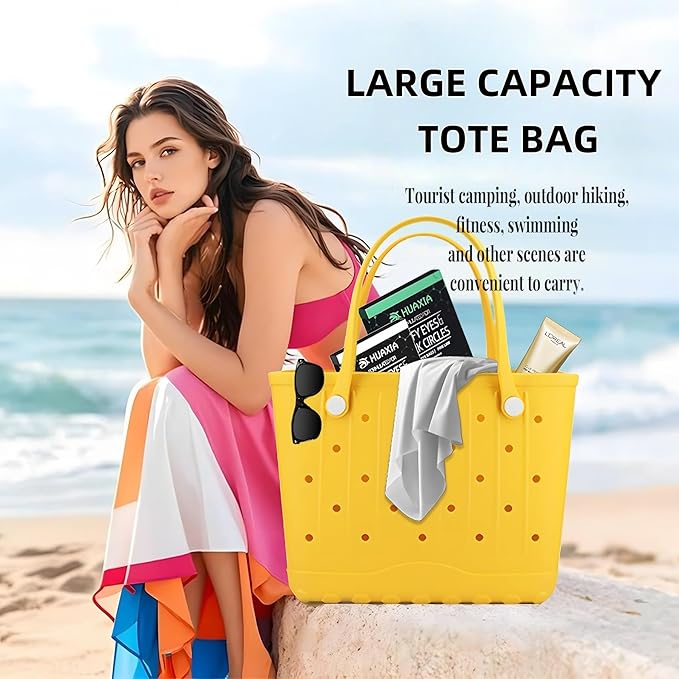 CXY Rubber Beach Bag EVA Waterproof Tote Bags Washable Sand-proof Travel Handbags for Pool Boat Groceries Work Sports
