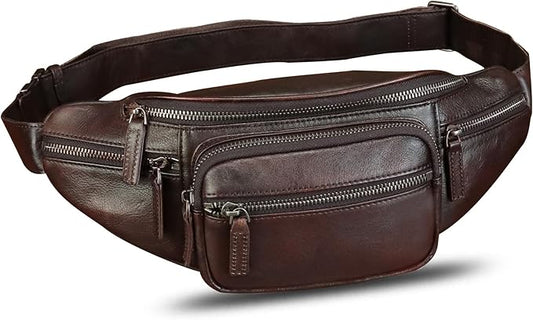 Genuine Leather Fanny Pack for Women and Men Vintage Handmade Leather Waist Bag Sling Bag Backpack Purse Crossbody Bags (Coffee)