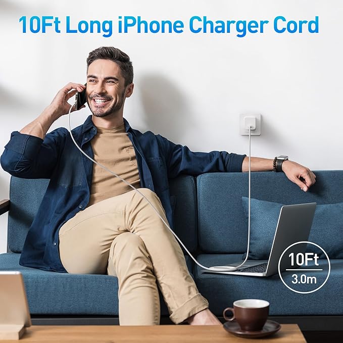 iPhone 15 16 17 Charger Fast Charging,10 FT Long USB C Charger Cord with 30W Type C Phone Fast Charging Block for iPhone 17/16/Pro/Pro max/16 Plus, iPhone 15/15 pro/15 pro max/15 Plus,iPad,Android
