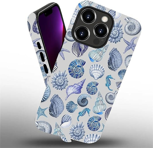 Case for iPhone 13 Pro,Summer Beachy Seashell for Woman Men Full Body Protective Cover Shockproof 2 in 1 Silicone + Hard PC Case for iPhone 13 Pro