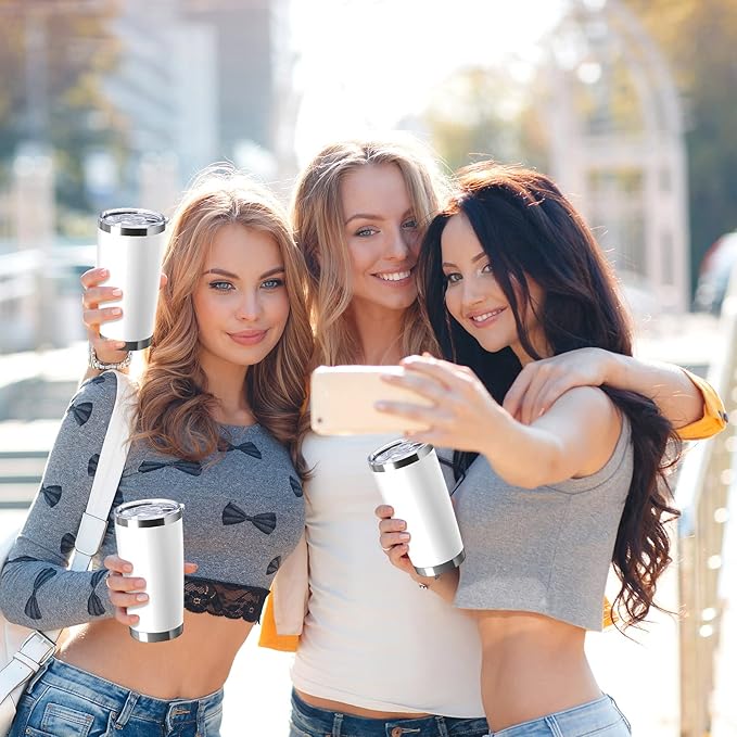 Sieral 36 Packs Stainless Steel Tumbler Bulk with Lid Vacuum Double Wall Insulated Travel Coffee Mug Powder Coated Tumbler Cup for Graduation Wedding Christmas Birthday Party(White, 20 oz)