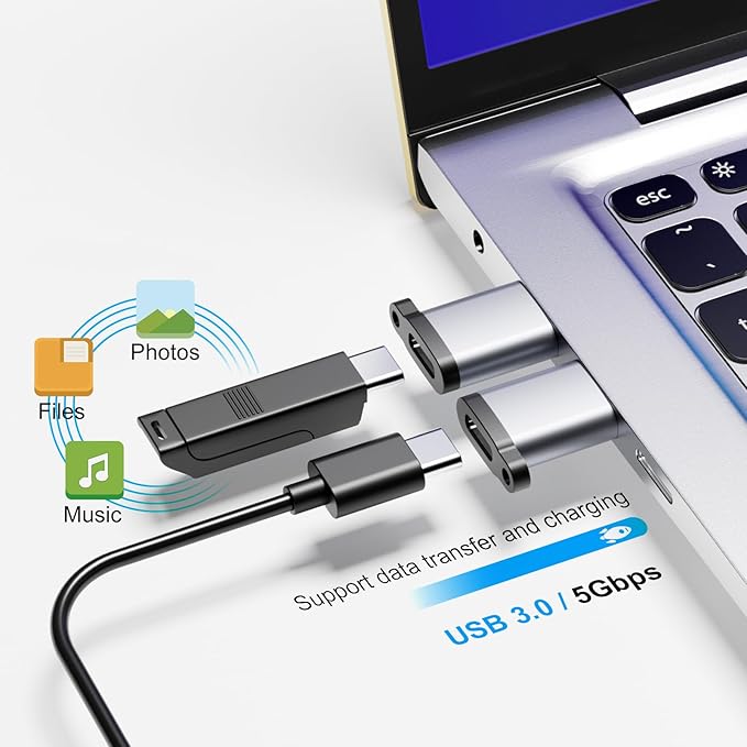 USB to USB C Adapter 6 Pack,USB-A to USB-C Adapter,USBA Male TypeC Female Adaptor,Charger Cable Converter,USBC Adapters for iPhone 16 15 13,MacBook Pro,Laptop,iPad,AirPods and More,Grey