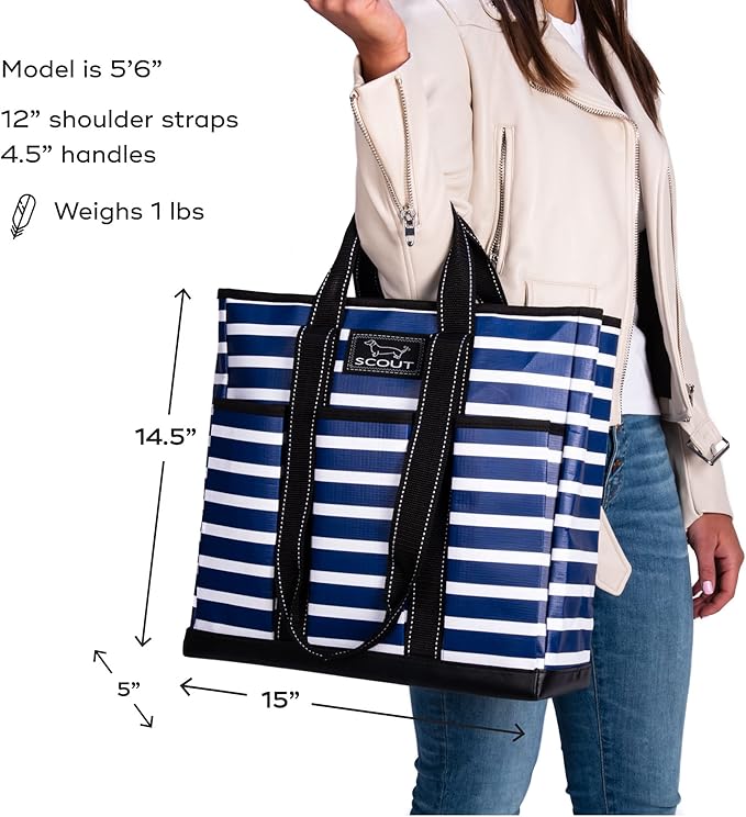 SCOUT Rocket Pocket Tote - Multi-Pocket Travel, Nurse, Teacher, Mom Tote, 7 Pockets Total, Two Sets of Straps, Folds Flat