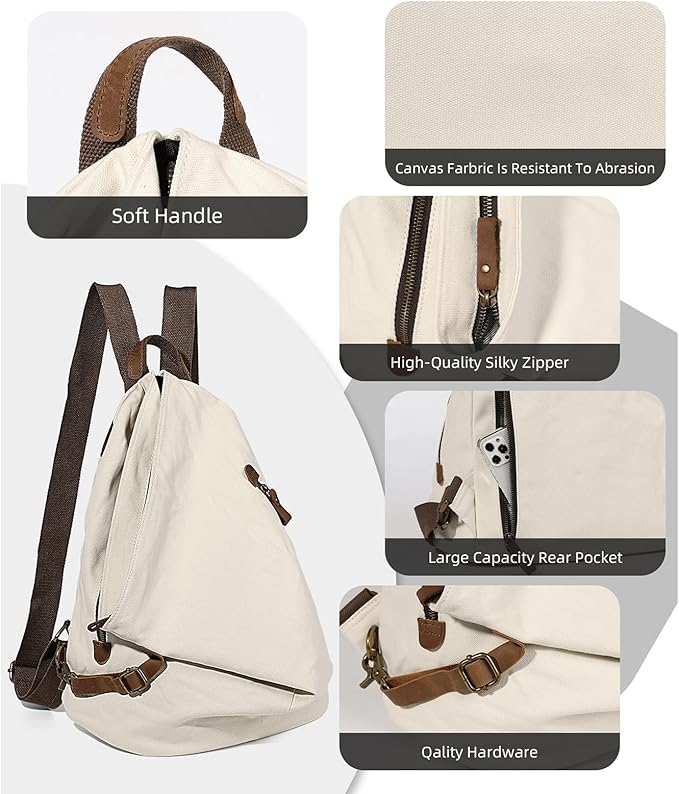 KL928 Canvas Vintage Backpack – Large Casual Daypack Outdoor Travel Rucksack Hiking Backpacks for Men Women