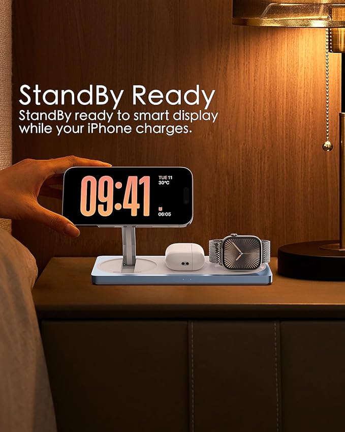 3-in-1 Charging Station for Apple Devices: Used for iPhone and Watch Charging Station with Magsafe Charger Stand, Wireless Charger for iPhone15/14/13/12, Apple Watch 1-9/Ultra, AirPods 3 Pro
