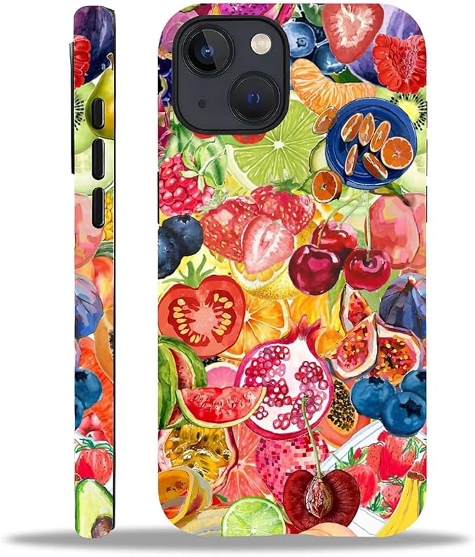 Case for iPhone 15,Summer Fruit Collage for Woman Men Full Body Protective Cover Shockproof 2 in 1 Silicone + Hard PC Case for iPhone 15