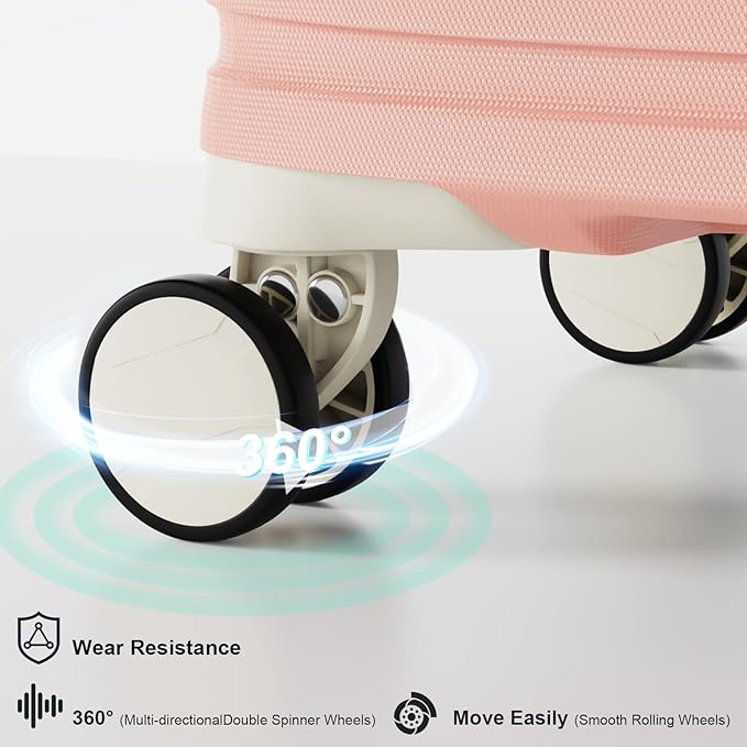 Joyway Luggage Set 3 Piece Suitcase Sets with Spinner Wheel,Hardside Expandable Travel Laggage with TSA Lock (20/24/28,Pink