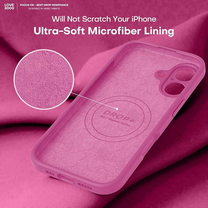 LOVE 3000 Designed for iPhone 17 Case, Premium Silicone [Compatible with Magsafe][Soft Anti-Scratch Microfiber Lining] Shockproof Protective Phone Case for Men Women 6.3", Pitaya