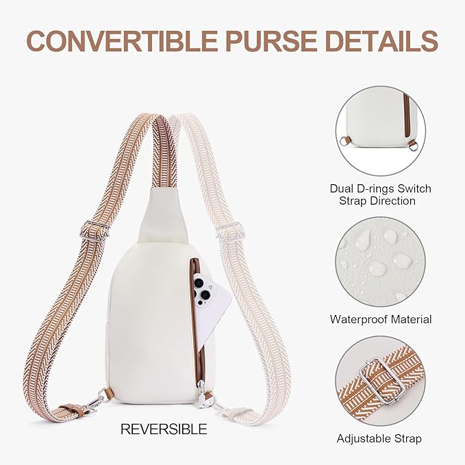 Anti Theft Crossbody Bags for Women Travel Chest Sling Bag Leather RFID Purse Fanny Pack Beige