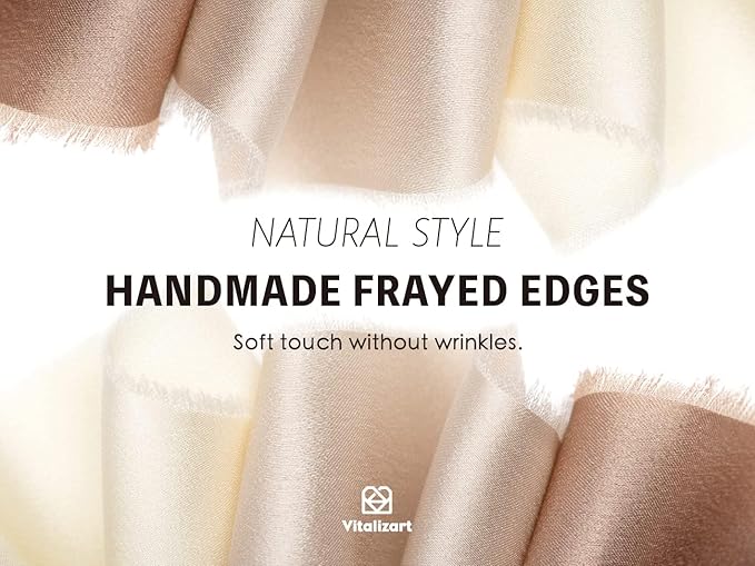 Vitalizart Silk Satin Ribbon 1 Inch x 15 Yard Wooden Spool Champagne & Nude Handmade Frayed Ribbon for Gift Wrapping Baby Shower Wedding Bridal Bouquets Holiday Decor Light Brown