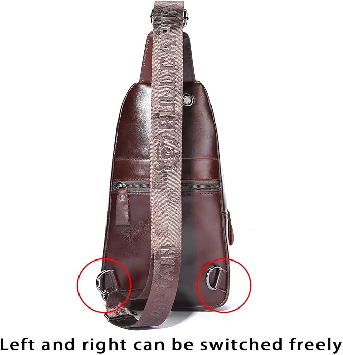 LUKZIJAES Genuine Leather Sling Bag for Men