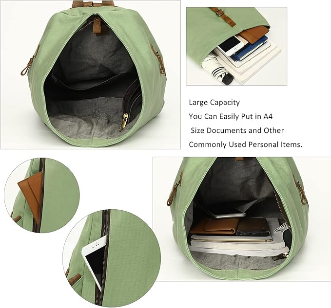 KL928 Canvas Vintage Backpack – Large Casual Daypack Outdoor Travel Rucksack Hiking Backpacks for Men Women