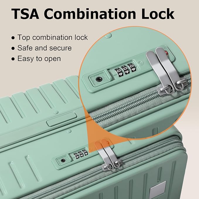 Joyway Hardshell Carry on Luggage with Front Pocket, Lightweight Hardside 20 Inch Suitcase with Spinner Wheels and TSA Lock (Green, Carry on Luggage-20 In)