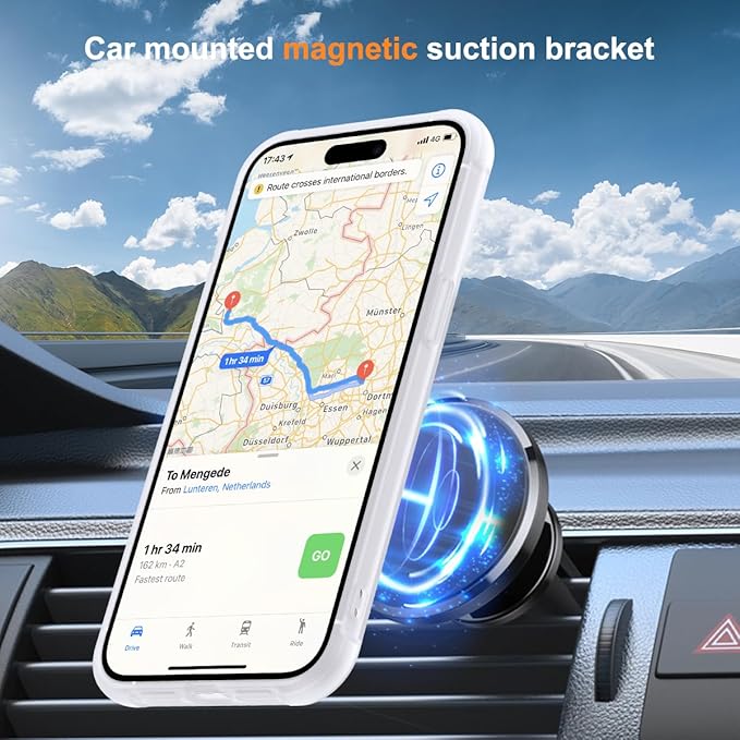 Compatible with iPhone 14 Pro Max Case with Invisible Magnetic O-Ring Stand Military-Grade Phone Case for iPhone 14 ProMax 6.7" [Compatible with Mag-Safe][Great Grip Feeling],Translucent