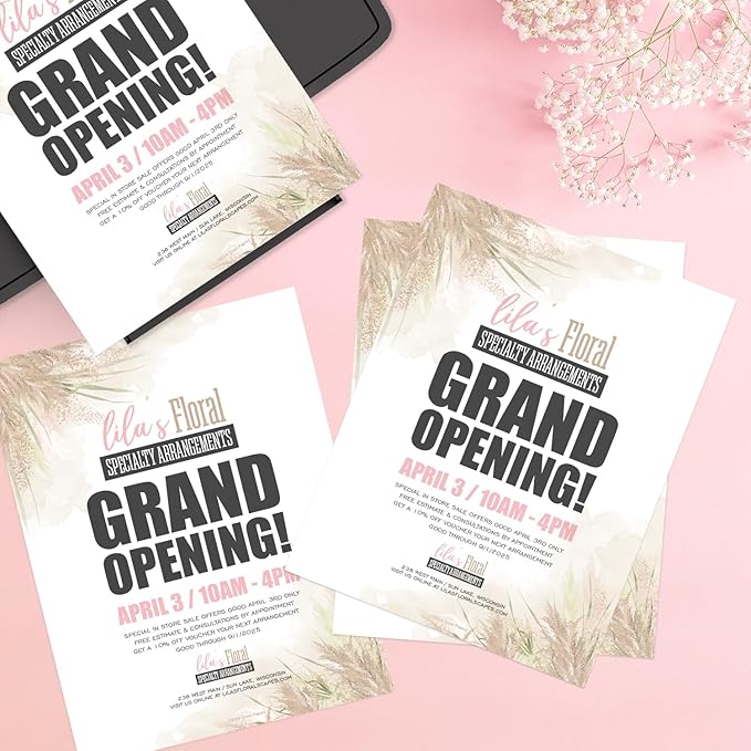 Pampas Grass Letterhead / 40 Decorative Printer Sheets / 8.5" x 11" All Occasion Bridal Shower Celebration Special Event Paper/Beautiful Watercolor Floral Stationery