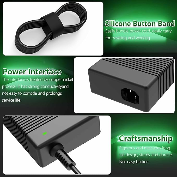 330W 16.92A 19.5V LA330PM190 AC Charger for Dell G15 G16 5530 7630 7620 Alienwar Area-51m X51 M18x X17 M17 DA330PM190 DA330PM111 LA330PM160 Gaming Laptop Power Supply Adapter Cord