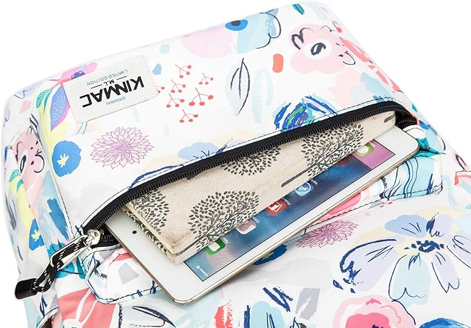 Kinmac Water Resistant Laptop Travel Outdoor Backpack with USB Charging Port for 13 inch 14 inch and 15.6 inch Laptop (Flowers)