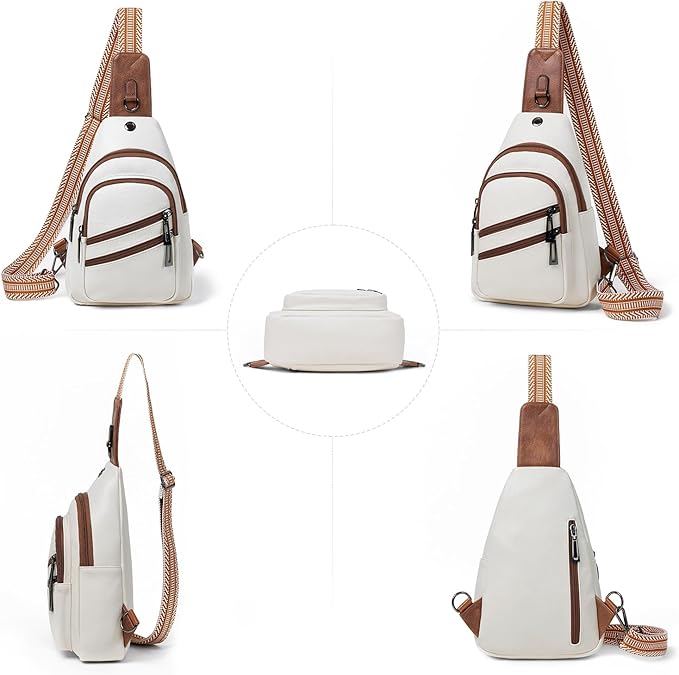 Sling Bag for Women Crossbody Purse Leather Crossbody Bag Fanny Pack Chest Pack for Travel Everyday Vacation