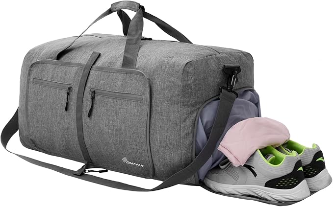 Dimayar 115L Travel Duffle Bag for Men Women - Foldable Duffel Bag with Shoes Compartment - Overnight Bags Waterproof & Tear Resistant(Gray)