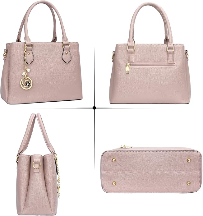 KKXIU Women Satchel Bags Handle Shoulder Handbags and Purses Pockets Zipper Leather Crossbody Bags