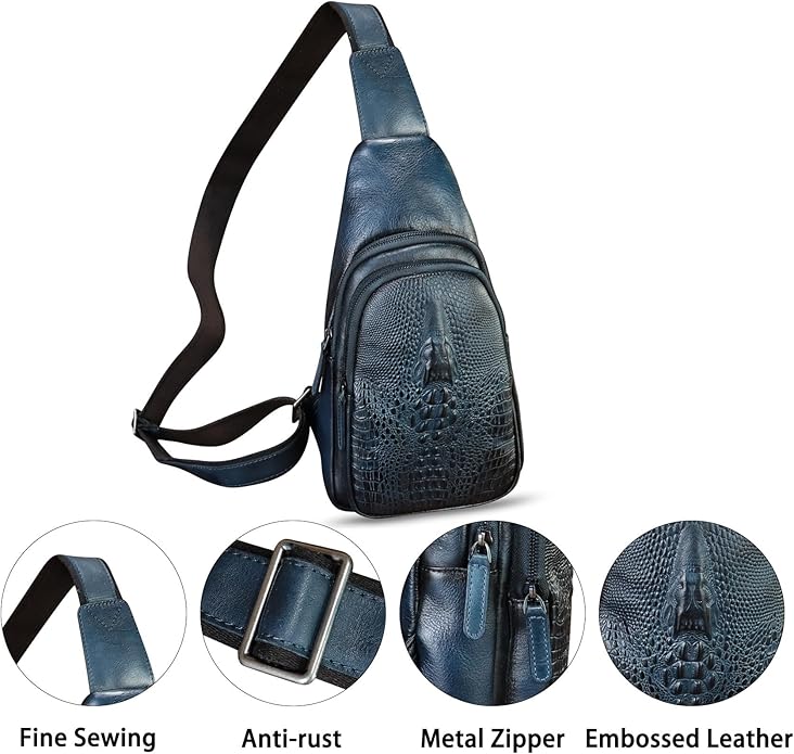 Genuine Leather Silng Bag for Women and Men Real Leather Sling Backpack Chest Purse Shoulder Crossbody Bag