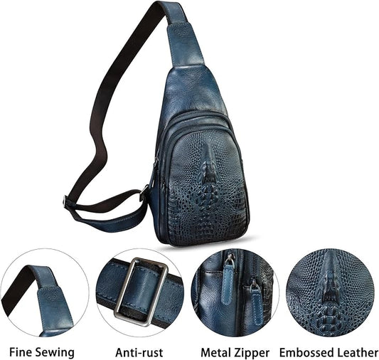 Genuine Leather Silng Bag for Women and Men Real Leather Sling Backpack Chest Purse Shoulder Crossbody Bag