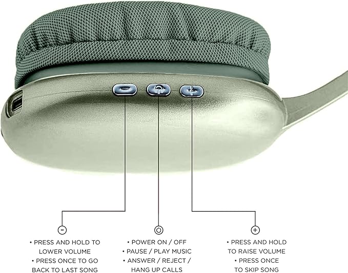 iJoy Ultra Wireless Headphones with Microphone- Rechargeable Over Ear Wireless Bluetooth Headphones with 10Hr Playtime, SD Slot, Backup Wire- Soft Cushion Wireless Headset with Mic (Green)