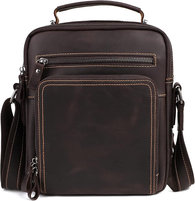Genuine Leather Small Messenger Bag for Men Vintage Shoulder Crossbody Bags for Work Business Travel