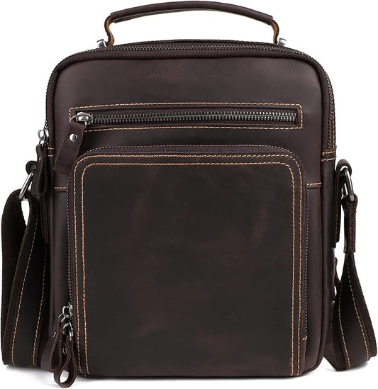 Genuine Leather Small Messenger Bag for Men Vintage Shoulder Crossbody Bags for Work Business Travel