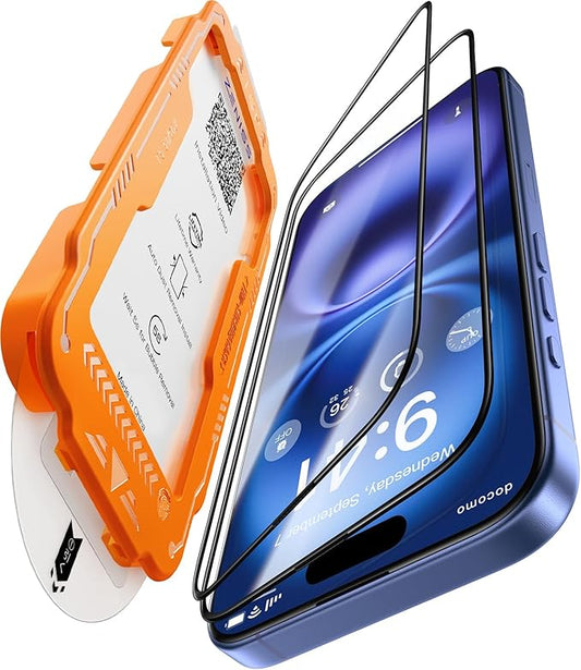 NeverBreak 9H+ Hardness for iPhone 16 Plus Screen Protector 12FT Military Grade Protection (Scratch, Shatter, Drop Resistance) 16Plus Tempered Glass Full Edge Coverage Case Friendly 6.7" 2 Pack