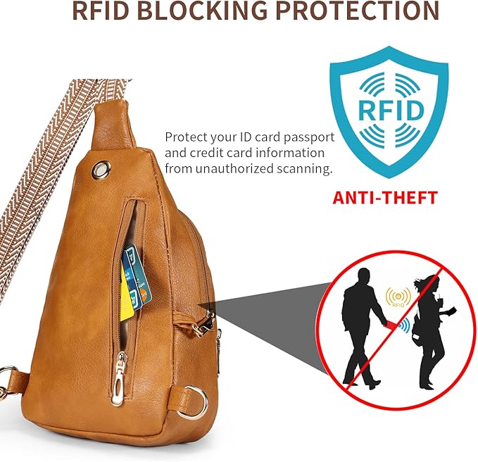 Crossbody Bags for Women Anti Theft Small Sling Handbag with Zipper Lock Vegan Leather RFID Blocking Chest Pure