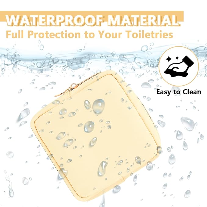 Mini Makeup Pouch for Purse, Small Cosmetic Bag Pouch Nylon Travel Toiletry Organizers for Women Girls, Cute Zipper Pouch Coin Purse Preppy Storage Bag for School Work(Mini-Sand)