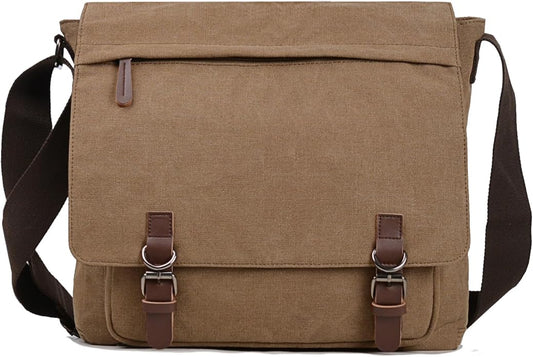 Canvas Messenger Bag for Men Women,Travel Satchel Shoulder bag 15.6 Inch Laptop Bag briefcase Business