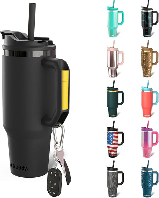 Frost Buddy Thicc Buddy - 40 oz Stainless Steel Vacuum Insulated Tumbler with Lid and Straw for Water - Travel Mug Cupholder Friendly - Gifts for Women Men Him Her (Dark Night)