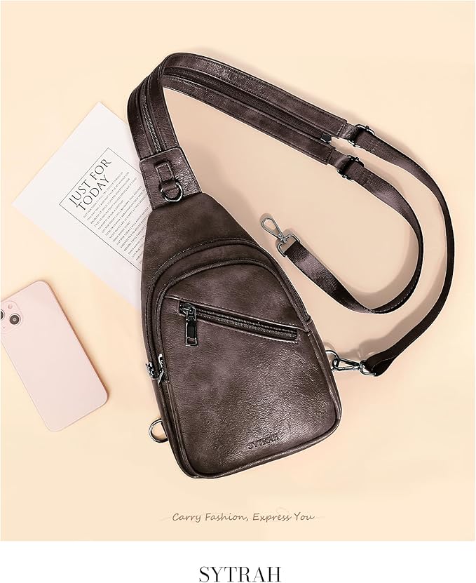 Sling Bag for Women, Crossbody Bags for Women Trendy Crossbody purse Vegan Leather Sling Backpack Chest Bag with Dual Purpose Strap, Mocha Cofee