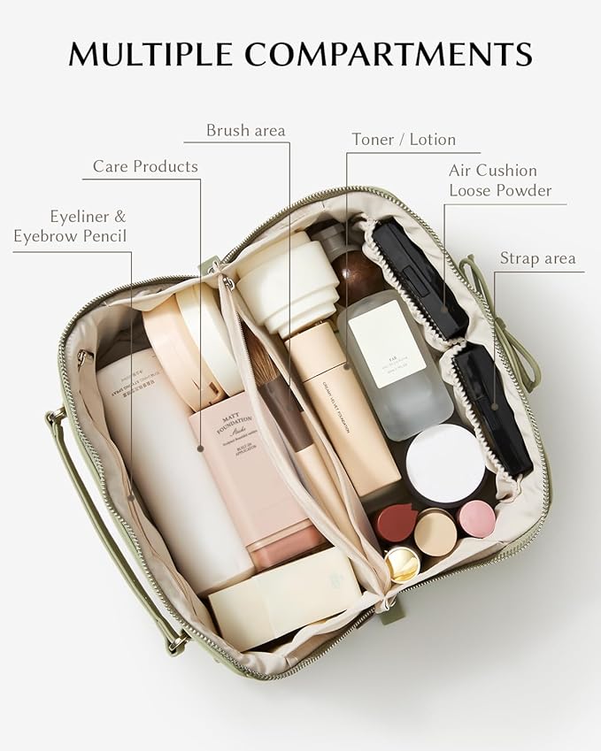 EACHY Travel Makeup Bag,Large Capacity Cosmetic Bags for Women,Waterproof Portable Pouch Open Flat Toiletry Bag Pattern Makeup Bag