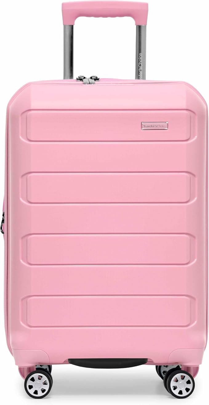 Traveler's Choice Pagosa Indestructible Hardshell Expandable Spinner Luggage, Pink, 2-Piece Set (22/26)