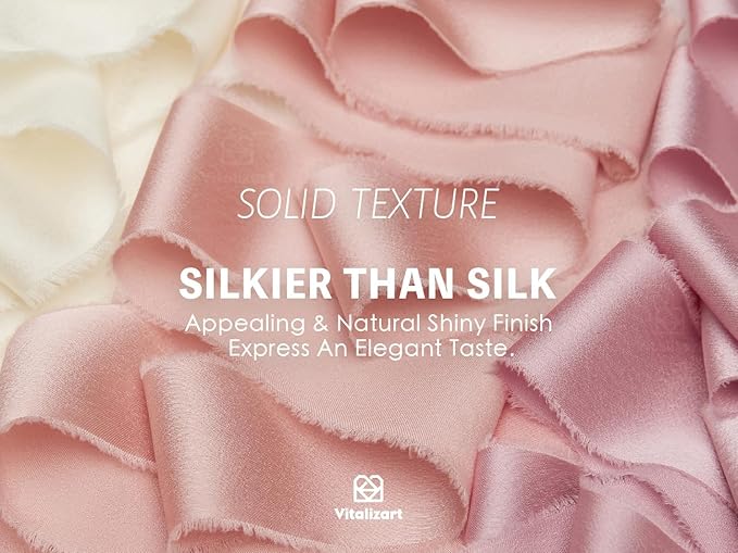 Vitalizart Silk Satin Ribbon 1 Inch x 45 Yard Wooden Spool Handmade Frayed Ribbon for Gift Wrapping Baby Shower Wedding Bridal Bouquets Holiday Decor 9 Rolls x 5 Yard