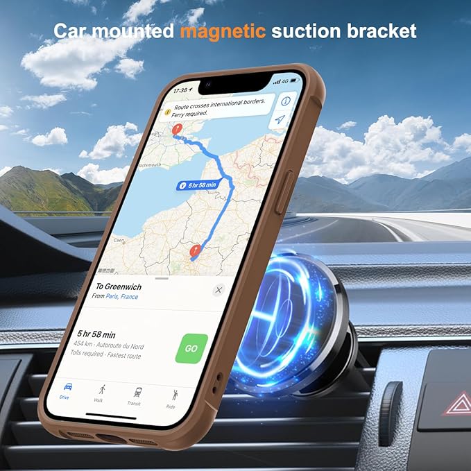 Compatible with iPhone 13 Pro Case with Invisible Magnetic O-Ring Stand Military-Grade Translucent Case for iPhone 13 Pro 6.1" [Compatible with Mag-Safe][Great Grip Feeling],Desert Brown